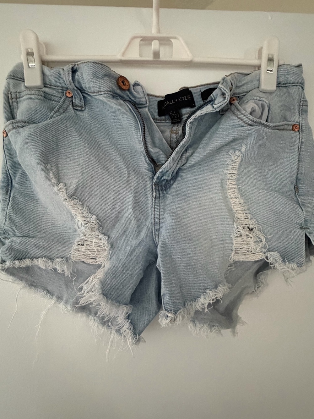 Kendall & Kylie Light Blue Distressed Denim Shorts